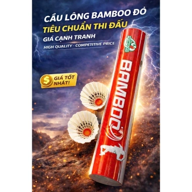 Ống cầu lông bamboo đỏ 12 trái - Siêu nhẹ, bền, giá chỉ 290.000₫ khuyến mãi