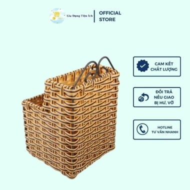Ống Đũa Nĩa Giả Mây 2 Ngăn Tròn Vuông Tiện Lợi Cao Cấp Mta-Mart2 Giá 52.000₫ 5