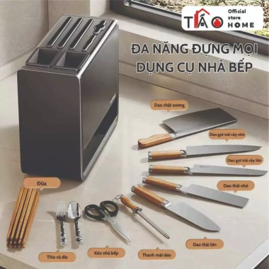 Ống Đựng Đũa Dao Kéo TÁOHOME - Hộp Thép Carbon Đa Năng, Để Bàn/Treo Tường, Khay Ráo Nước Chống ẩm, Giá 209.000₫ 2