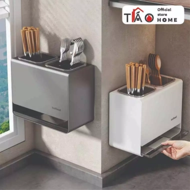 Ống Đựng Đũa Dao Kéo TÁOHOME - Hộp Thép Carbon Đa Năng, Để Bàn/Treo Tường, Khay Ráo Nước Chống ẩm, Giá 209.000₫ 7