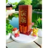 Ống đựng nhang gỗ tự nhiên khắc Tài Lộc triện vàng – có khay bật lửa tiện lợi