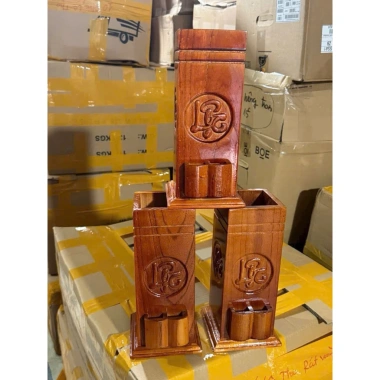 Ống đựng nhang gỗ tự nhiên ngăn hộp quẹt tiện lợi sang trọng giá 99.000 đồng