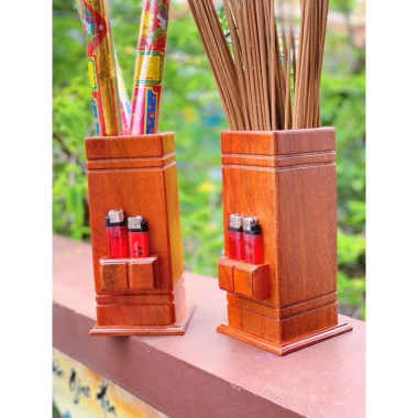 Ống đựng nhang vuông gỗ 24cm có chỗ bật tiện lợi – Thờ cúng chiêu tài lộc cao 6 Ống đựng nhang vuông gỗ 24cm có chỗ bật tiện lợi – Thờ cúng chiêu tài lộc cao 6