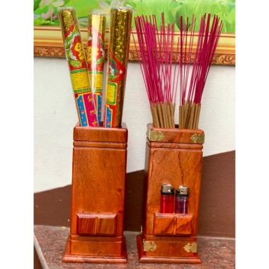 Ống đựng nhang vuông gỗ 24cm có chỗ bật tiện lợi – Thờ cúng chiêu tài lộc cao 9 Ống đựng nhang vuông gỗ 24cm có chỗ bật tiện lợi – Thờ cúng chiêu tài lộc cao 9