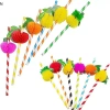 Ống hút giấy 3D Trái Cây Cotail 20cm - Lốc 50 cái NS, đa màu sắc, trang trí tiệc