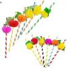 Ống hút giấy 3D Trái Cây Cotail 20cm - Lốc 50 cái NS, đa màu sắc, trang trí tiệc 5