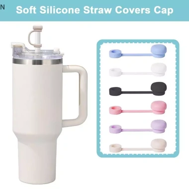 Ống hút silicon NS có nắp tái sử dụng, chống rò rỉ, chặn bụi, tương thích cốc trà - 35.090₫