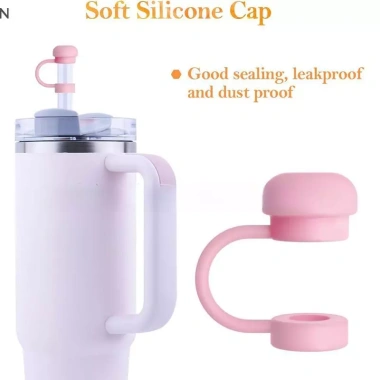 Ống hút silicon NS có nắp tái sử dụng, chống rò rỉ, chặn bụi, tương thích cốc trà - 35.090₫