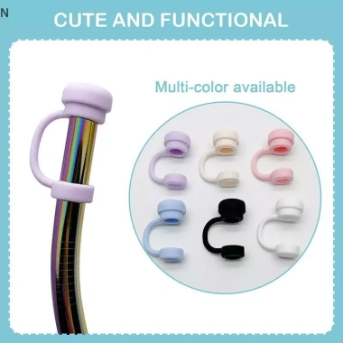 Ống hút silicon NS có nắp tái sử dụng, chống rò rỉ, chặn bụi, tương thích cốc trà - 35.090₫