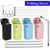 Ống Hút Silicone Gập Lại Kim Loại - Hộp Bảo Quản, Dễ Mang Đi Du Lịch, Nhà Bếp, Giá chỉ 63.400₫