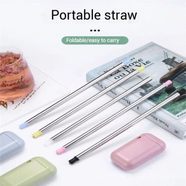 Ống Hút Silicone Gập Lại Kim Loại - Hộp Bảo Quản, Dễ Mang Đi Du Lịch, Nhà Bếp, Giá chỉ 63.400₫ 3