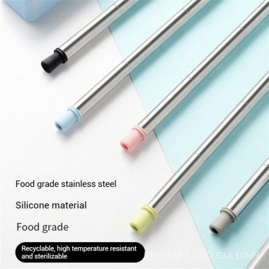 Ống Hút Silicone Gập Lại Kim Loại - Hộp Bảo Quản, Dễ Mang Đi Du Lịch, Nhà Bếp, Giá chỉ 63.400₫ 5