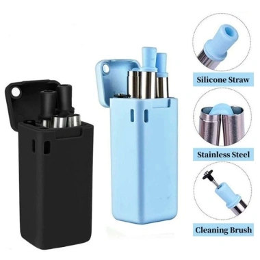 Ống Hút Silicone Gập Lại Kim Loại - Hộp Bảo Quản, Dễ Mang Đi Du Lịch, Nhà Bếp, Giá chỉ 63.400₫ 6