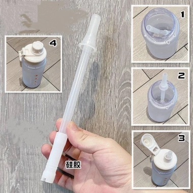 Ống Hút Thay Thế Silicon Mềm Tái Dụng kèm Cọ Vệ Sinh cho Bình Nước 220/275/320mm 37.730 VND