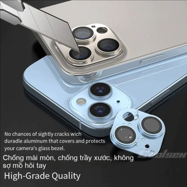 Ống Kính Giáp Kim Loại cho iPhone 17/16/15/14/13/12/11 Pro Max Plus - Chống Trầy, Bảo Vệ Đỉnh, Giá 49.500đ 3