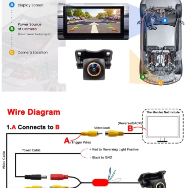 Ống kính mắt cá 4K AHD 1.920x1.080P – Camera trước/sau xe, nhìn đêm sao, hỗ trợ Android 8