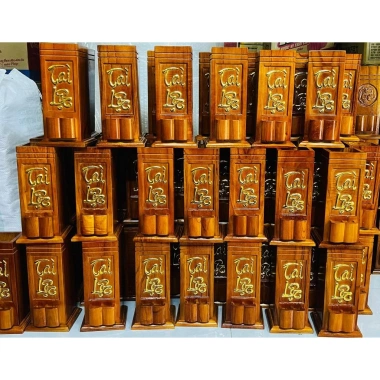 Ống nhang gỗ chữ Tài Lộc dát vàng - Sang trọng, giảm giá chỉ 109.000 VND