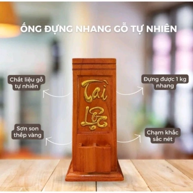 Ống nhang gỗ chữ Tài Lộc dát vàng - Sang trọng, giảm giá chỉ 109.000 VND