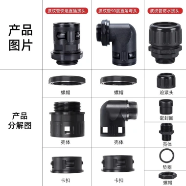 Ống nhựa sóng PG, đầu nối chống nước, ống nylon thẳng, khóa nhanh - Giá ưu đãi 52.243₫