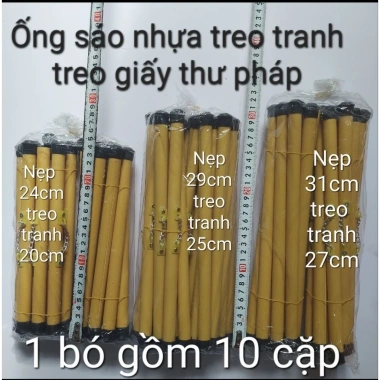 Ống sáo nhựa treo tranh, giấy thư pháp - Bộ 10 cặp, giảm giá 49.000đ