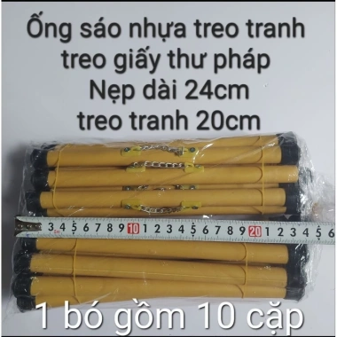Ống sáo nhựa treo tranh, giấy thư pháp - Bộ 10 cặp, giảm giá 49.000đ
