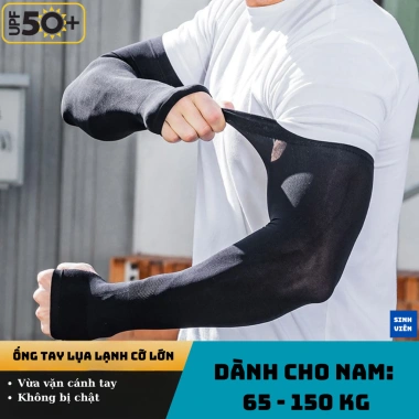 Ống Tay Áo Chống Nắng UPF50+ XXL Vải Thun Lạnh - Găng Tay UV Nam Cánh Tay Lớn