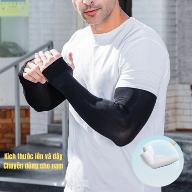 Ống Tay Áo Chống Nắng UPF50+ XXL Vải Thun Lạnh - Găng Tay UV Nam Cánh Tay Lớn