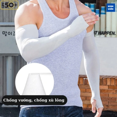 Ống Tay Áo Chống Nắng UPF50+ XXL Vải Thun Lạnh - Găng Tay UV Nam Cánh Tay Lớn