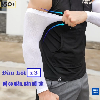 Ống Tay Áo Chống Nắng UPF50+ XXL Vải Thun Lạnh - Găng Tay UV Nam Cánh Tay Lớn
