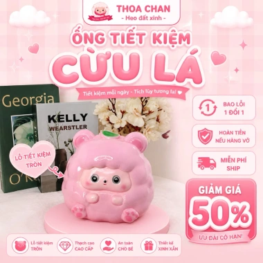 Ống tiết kiệm CỪU LÁ Lỗ Tròn Size TO Tiết kiệm tiền decor trang trí quà tặng THOA CHAN HEO ĐẤT XINH
