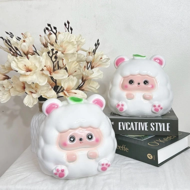 Ống tiết kiệm CỪU LÁ Lỗ Tròn Size TO Tiết kiệm tiền decor trang trí quà tặng THOA CHAN HEO ĐẤT XINH 6