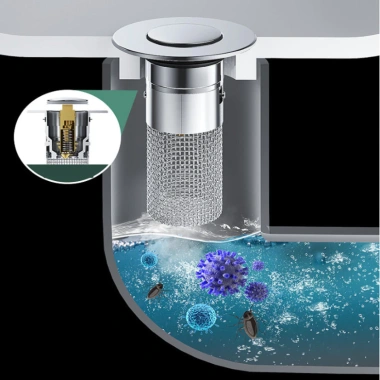 Online247 Nút chặn thoát nước bồn rửa mặt 2in1 - Bộ lọc rác, thoát nhanh, lắp đặt dễ