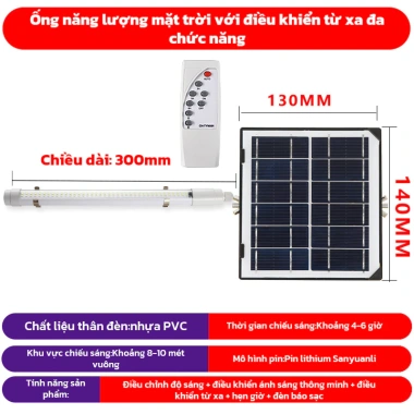 OOKAS Đèn Tuýp LED Năng Lượng Mặt Trời – Chiếu Sáng Sân Vườn, Ban Công, Tiết Kiệm Năng Lượng, Giá 159.000₫ 10