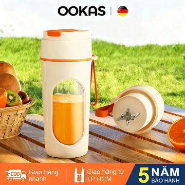OOKAS Máy Xay Sinh Tố Di Động 500ml Xay Đá 10 Lưỡi Pin Lớn Sạc Nhanh Type‑C Giá 149.000₫