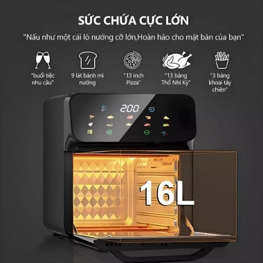 OOKAS Nồi Chiên Không Dầu 16L Đa Năng, Màn Hình Cảm Ứng LED, Giảm Giá 1.190.000 VND 5