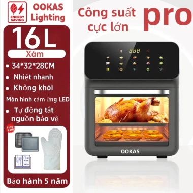 OOKAS Nồi Chiên Không Dầu 16L Đa Năng, Màn Hình Cảm Ứng LED, Giảm Giá 1.190.000 VND 10