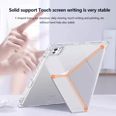 Ốp Acrylic Trong Suốt iPad 11‑inch – Hỗ Trợ Air, Pro, Mini, Khe Bút, Stand Flip
