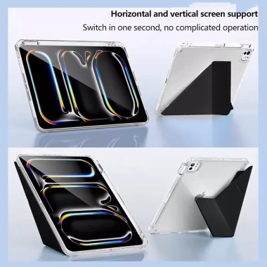 Ốp Acrylic Trong Suốt iPad 11‑inch – Hỗ Trợ Air, Pro, Mini, Khe Bút, Stand Flip