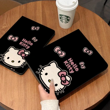 Ốp iPad Hello Kitty da cao cấp, vỏ lật silicone 73mm, khay bút cute, tương thích iPad Air‑Pro 1‑11, giảm giá 168k