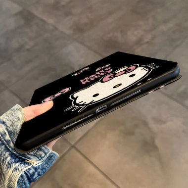 Ốp iPad Hello Kitty da cao cấp, vỏ lật silicone 73mm, khay bút cute, tương thích iPad Air‑Pro 1‑11, giảm giá 168k