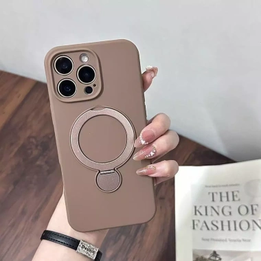 Ốp iPhone 13-17 Pro Max Silicon Flip Bracket - Vỏ mềm macaron, chống sốc, có giá đỡ