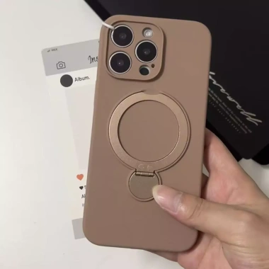 Ốp iPhone 13-17 Pro Max Silicon Flip Bracket - Vỏ mềm macaron, chống sốc, có giá đỡ