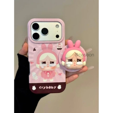 Ốp iPhone 17 Pro Max - Phim hoạt hình Hàn Quốc Hồng Nâu Kẻ Sọc, Thỏ Khóc, 130.506₫