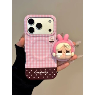 Ốp iPhone 17 Pro Max - Phim hoạt hình Hàn Quốc Hồng Nâu Kẻ Sọc, Thỏ Khóc, 130.506₫