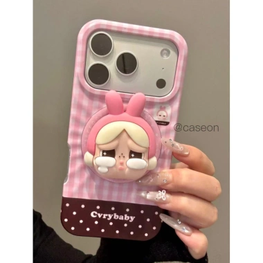 Ốp iPhone 17 Pro Max - Phim hoạt hình Hàn Quốc Hồng Nâu Kẻ Sọc, Thỏ Khóc, 130.506₫