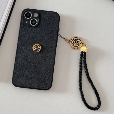 Ốp kim loại 3D họa tiết dây chuyền hoa trà mát mẻ cho iPhone 17‑15 Pro Max, 14‑13, XS Max, XR – hoa đẹp 6