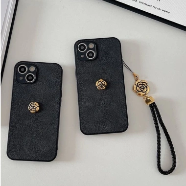 Ốp kim loại 3D họa tiết dây chuyền hoa trà mát mẻ cho iPhone 17‑15 Pro Max, 14‑13, XS Max, XR – hoa đẹp 9