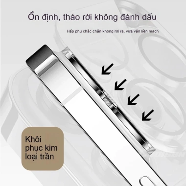 Ốp kính camera trong suốt liền khối cho iPhone 17-16-15-14-13-12-11 Pro Max - Bảo vệ camera, giá 38.500₫