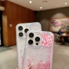 Ốp Lưng iPhone 15/14 Plus/13/12/11 Pro/X/XS Max - Long Lanh Liquid Cover Hoa Anh Đào Quicksand 2