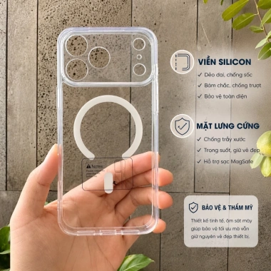 Ốp lưng iPhone trong suốt hít nam châm siêu chặt - viền silicon chống sốc, lưng nhựa cứng không ố, giá 129k 3